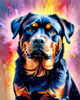 Expressive Rottweiler Art Print with Shield-like Patterns