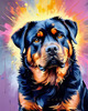 Expressive Rottweiler Art Print with Shield-like Patterns