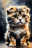 Expressive Scottish Fold Cat Art Print - A Mix of Wonder and Melancholy