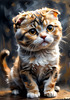 Expressive Scottish Fold Cat Art Print - A Mix of Wonder and Melancholy