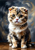 Expressive Scottish Fold Cat Art Print - A Mix of Wonder and Melancholy