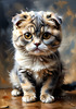 Expressive Scottish Fold Cat Art Print - A Mix of Wonder and Melancholy