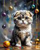 Expressive Scottish Fold Cat Art Print - A Mix of Wonder and Melancholy