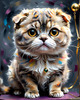 Expressive Scottish Fold Cat Art Print - A Mix of Wonder and Melancholy