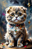 Expressive Scottish Fold Cat Art Print - A Mix of Wonder and Melancholy