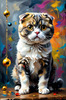 Expressive Scottish Fold Cat Art Print - A Mix of Wonder and Melancholy