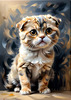 Expressive Scottish Fold Cat Art Print - A Mix of Wonder and Melancholy