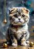 Expressive Scottish Fold Cat Art Print - A Mix of Wonder and Melancholy