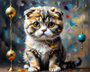 Expressive Scottish Fold Cat Art Print - A Mix of Wonder and Melancholy