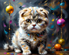 Expressive Scottish Fold Cat Art Print - A Mix of Wonder and Melancholy