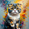 Expressive Scottish Fold Cat Art Print - A Mix of Wonder and Melancholy