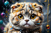 Expressive Scottish Fold Cat Art Print - A Mix of Wonder and Melancholy