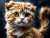 Expressive Scottish Fold Cat Art Print - A Mix of Wonder and Melancholy
