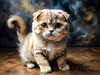 Expressive Scottish Fold Cat Art Print - A Mix of Wonder and Melancholy