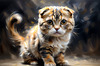 Expressive Scottish Fold Cat Art Print - A Mix of Wonder and Melancholy