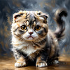 Expressive Scottish Fold Cat Art Print - A Mix of Wonder and Melancholy