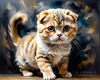Expressive Scottish Fold Cat Art Print - A Mix of Wonder and Melancholy