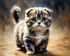 Expressive Scottish Fold Cat Art Print - A Mix of Wonder and Melancholy