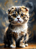 Expressive Scottish Fold Cat Art Print - A Mix of Wonder and Melancholy