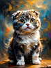 Expressive Scottish Fold Cat Art Print - A Mix of Wonder and Melancholy