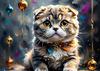 Expressive Scottish Fold Cat Art Print - A Mix of Wonder and Melancholy