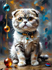 Expressive Scottish Fold Cat Art Print - A Mix of Wonder and Melancholy