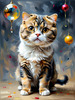 Expressive Scottish Fold Cat Art Print - A Mix of Wonder and Melancholy