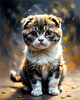 Expressive Scottish Fold Cat Art Print - A Mix of Wonder and Melancholy