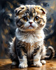 Expressive Scottish Fold Cat Art Print - A Mix of Wonder and Melancholy