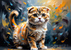 Expressive Scottish Fold Cat Art Print - A Mix of Wonder and Melancholy