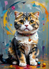 Expressive Scottish Fold Cat Art Print - A Mix of Wonder and Melancholy