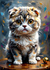 Expressive Scottish Fold Cat Art Print - A Mix of Wonder and Melancholy