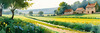 Fields of Green and Gold Divided by Old Stone Walls Landscape Print