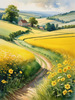 Fields of Green and Gold Divided by Old Stone Walls Landscape Print