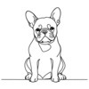 Minimalist Line Art of a Curious French Bulldog Sitting