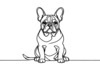 Minimalist Line Art of Seated French Bulldog with Head Tilted