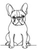 Minimalist Line Art of Seated French Bulldog with Head Tilted