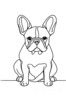 Minimalist Line Art of Seated French Bulldog with Head Tilted