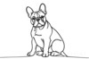 Minimalist Line Art of Seated French Bulldog with Head Tilted