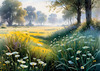 Frost-Kissed Meadow with Crystalline Grass at Dawn Landscape Art