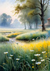 Frost-Kissed Meadow with Crystalline Grass at Dawn Landscape Art