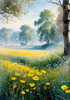 Frost-Kissed Meadow with Crystalline Grass at Dawn Landscape Art