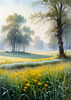 Frost-Kissed Meadow with Crystalline Grass at Dawn Landscape Art
