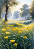 Frost-Kissed Meadow with Crystalline Grass at Dawn Landscape Art
