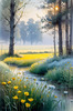 Frost-Kissed Meadow with Crystalline Grass at Dawn Landscape Art