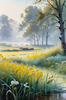 Frost-Kissed Meadow with Crystalline Grass at Dawn Landscape Art
