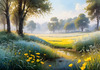 Frost-Kissed Meadow with Crystalline Grass at Dawn Landscape Art