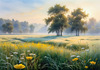 Frost-Kissed Meadow with Crystalline Grass at Dawn Landscape Art