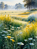 Frost-Kissed Meadow with Crystalline Grass at Dawn Landscape Art