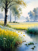Frost-Kissed Meadow with Crystalline Grass at Dawn Landscape Art